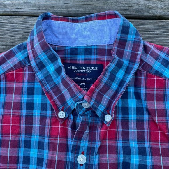 American Eagle Outfitters Men Casual Shirt Long Sleeve Button Down Plaid Sz M/M - Picture 2 of 10